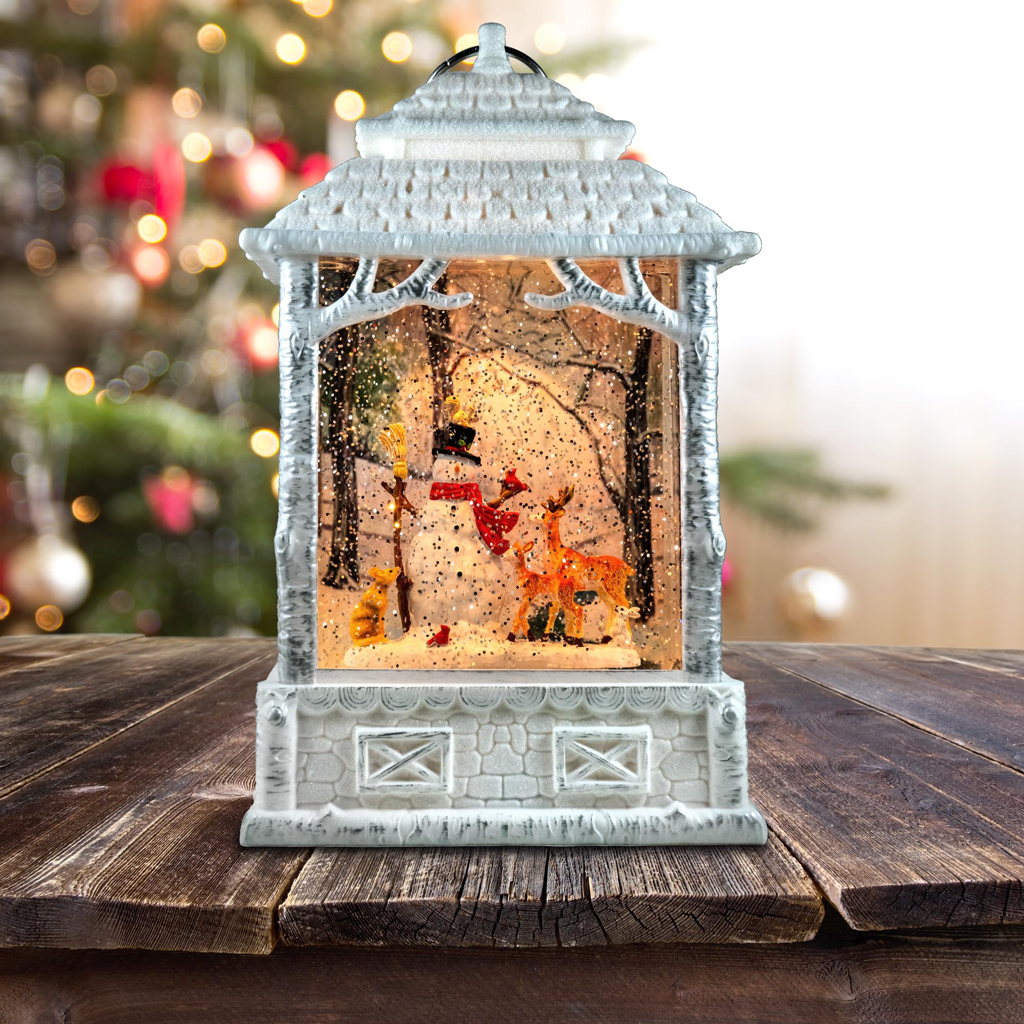 Amazon.com: San Francisco Music Box Snowman Deer Lantern Musical